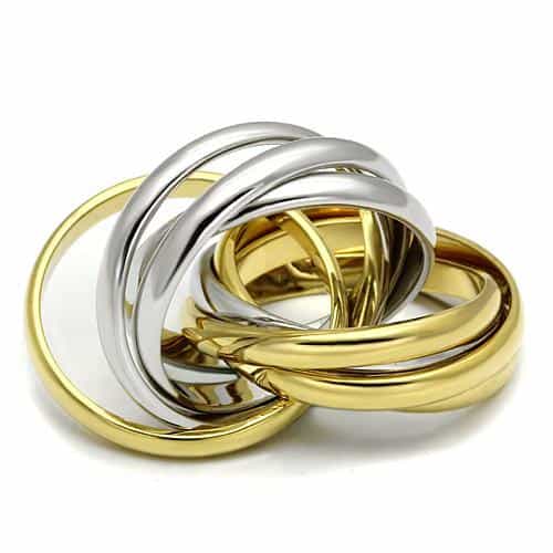 Brass Two Tone Gold Silver Rolling Trinity Band Ring view 3