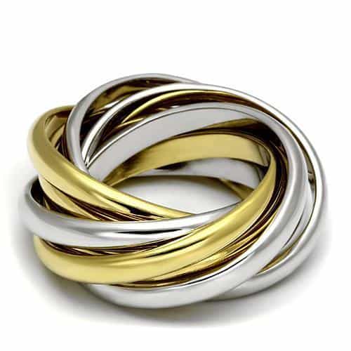 Brass Two Tone Gold Silver Rolling Trinity Band Ring view 1