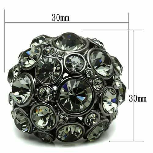 Brass Gunmetal Grey Crystal Bezel Bubble Dome Cocktail Ring view 2