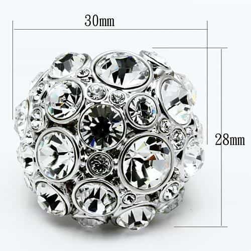 Brass Silver Crystal Bezel Round Cluster Dome Cocktail Ring view 2