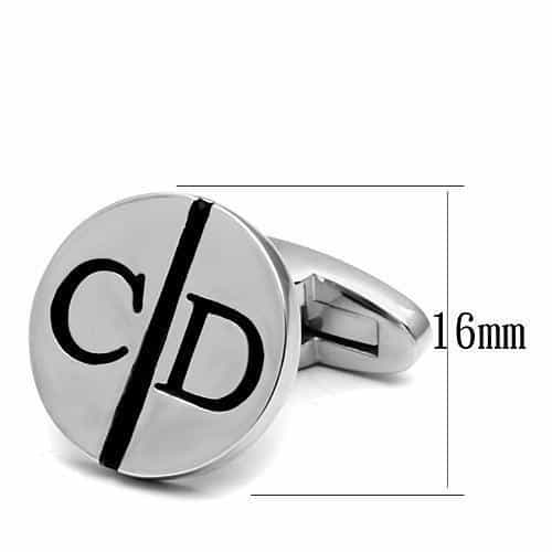 Brass Silver CD Monogram Round Cufflinks Bracelet view 2