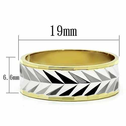 Brass Two Tone Gold Silver Diamond Cut Faceted Wedding Band Ring view 2