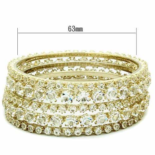 Brass Gold Grey Crystal Pave Multi Band Stackable Ring Bracelet view 2