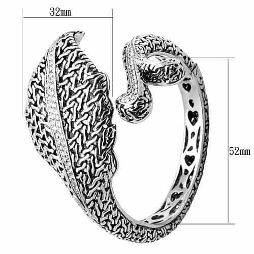 Brass Silver Textured Coiled Snake Wrap Bracelet view 2