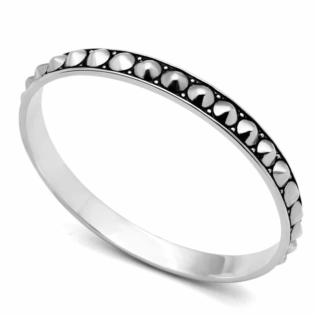 Brass Silver Black Enamel Studded Dot Hinged Bracelet view 1
