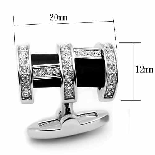 Brass Silver Black Onyx CZ Art Deco Rectangle Cufflinks Bracelet view 2