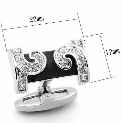 Brass Silver Black Onyx CZ Scroll G Letter Cufflinks Bracelet view 2