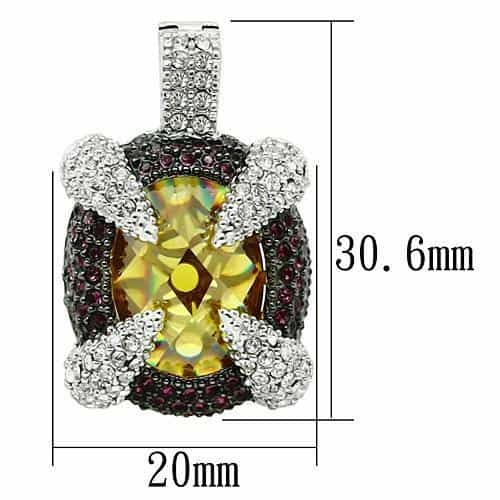 Brass Silver Brown Yellow CZ Maltese Cross Pendant Necklace view 2