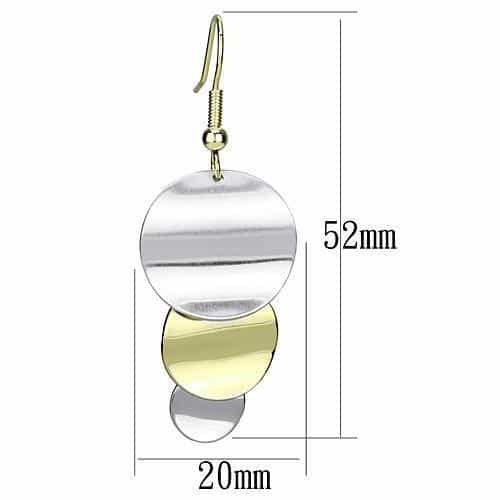 Iron Two Tone Silver Gold Brushed Curved Disc Drop Earrings view 2