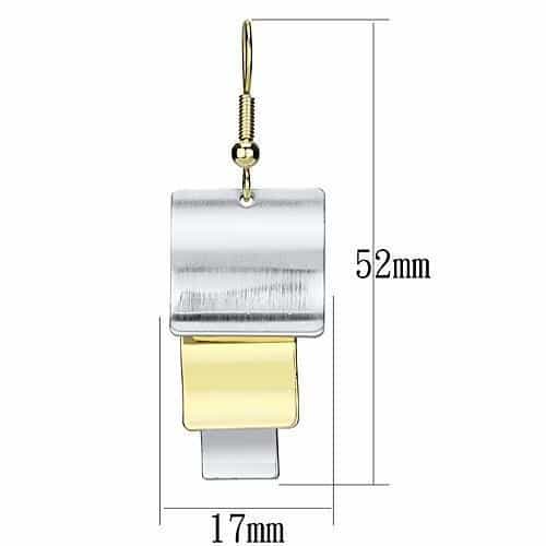 Iron Two Tone Gold Silver Geometric Rectangle Square Earrings view 2