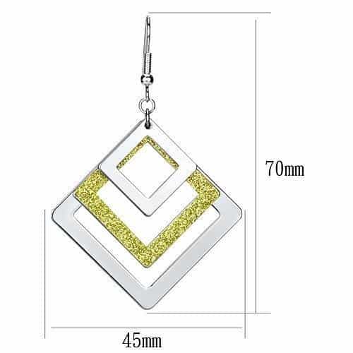 Iron Two Tone Silver Gold Glitter Diamond Square Nested Earrings view 2