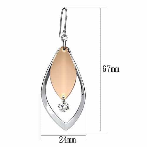 Iron Silver Rose Gold Marquise Leaf CZ Drop Ring view 2