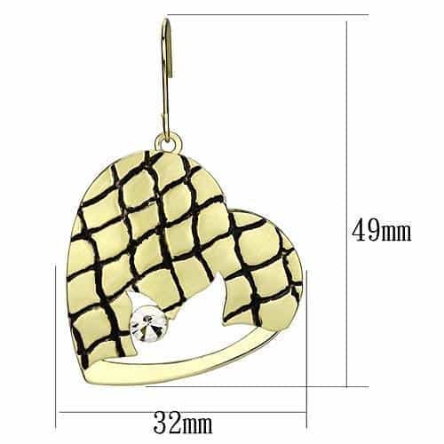 Iron Gold Black Crosshatch Grid Heart CZ Drop Ring view 2