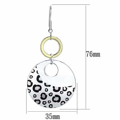Iron Two Tone Gold Silver Leopard Print Circle Drop Earrings view 2