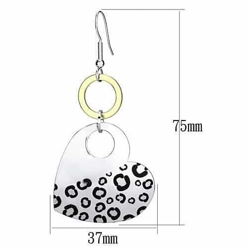 Iron Silver Leopard Print Heart Circle Ring Drop Earrings view 2
