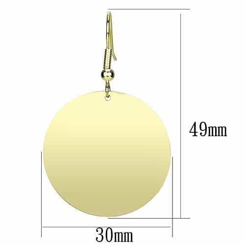 Iron Gold Polished Flat Disc Oval Drop Earrings view 2