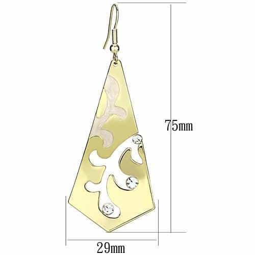 Iron Gold Filigree Scroll Kite CZ Drop Earrings view 2