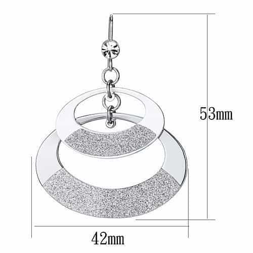 Iron Silver Glitter Nested Crescent Double Hoop Drop Earrings view 2
