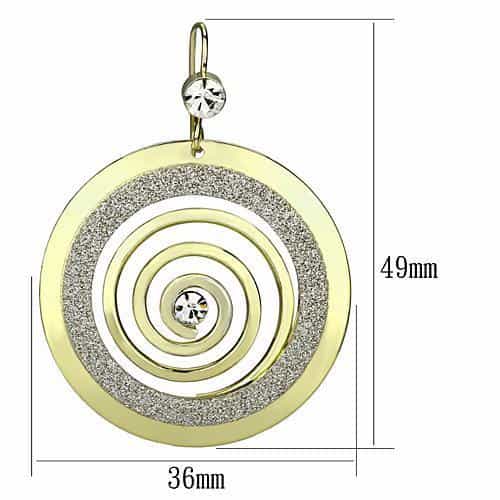 Iron Gold Glitter Spiral Concentric Circle CZ Drop Ring view 2