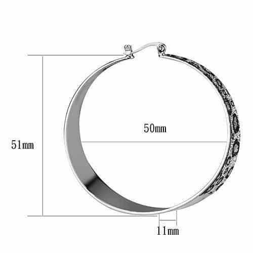 Iron Silver Leopard Print Wide Hoop Earrings view 2