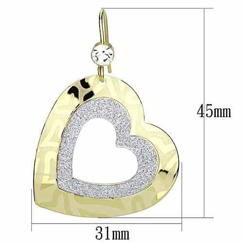 Iron Gold Glitter Abstract Heart Cutout CZ Drop Earrings view 2