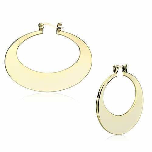 Iron Gold Polished Flat Circle Cutout Hoop Drop Ring view 1