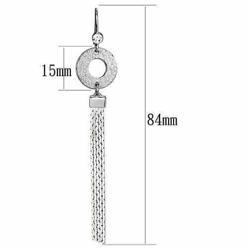 Iron Silver Glitter Circle Chain Tassel Drop Earrings view 2