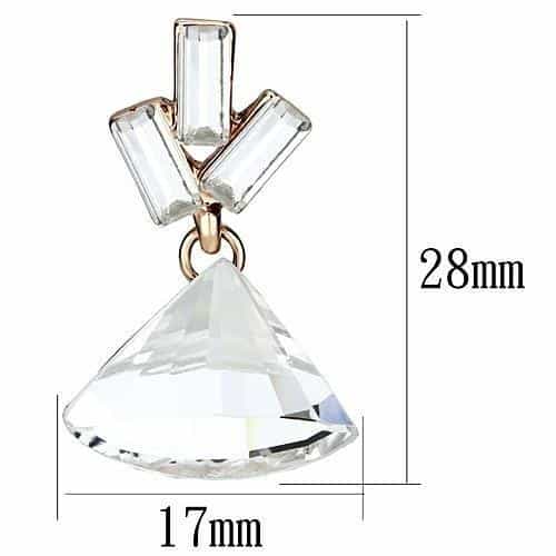 Iron Rose Gold Clear Crystal Baguette Fan Cluster Stud Earrings view 2