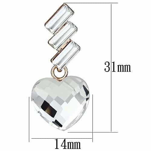 Iron Rose Gold Clear Crystal Heart Baguette Linear Drop Ring view 2