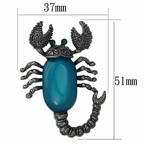 Brass Gunmetal Blue Cabochon Scorpion Brooch view 2