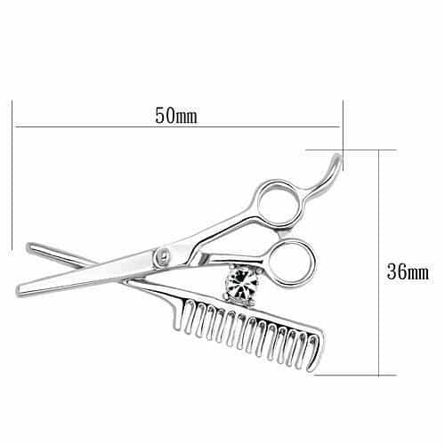 Brass Silver CZ Scissors Comb Hairdresser Brooch view 2
