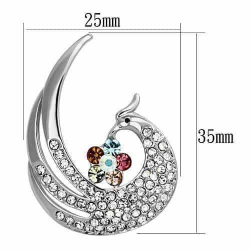 Brass Silver Multi Color Crystal Pave Swirl Swan Ring view 2