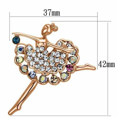 Brass Gold Aurora Borealis Crystal Ballerina Dancer Brooch view 2