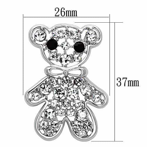 Brass Silver Crystal Pave Teddy Bear Brooch view 2