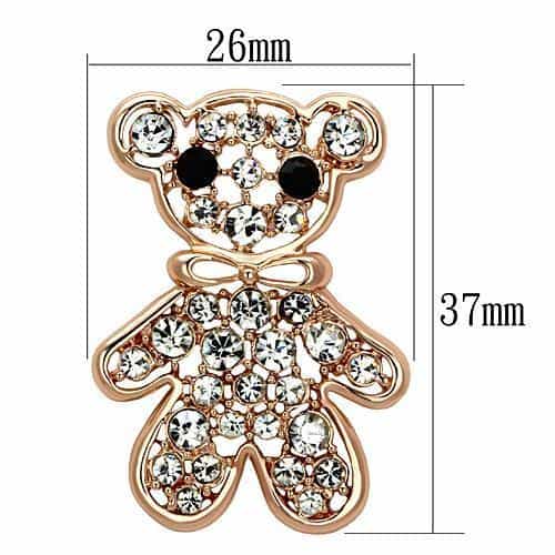 Brass Rose Gold Crystal Pave Teddy Bear Brooch view 2