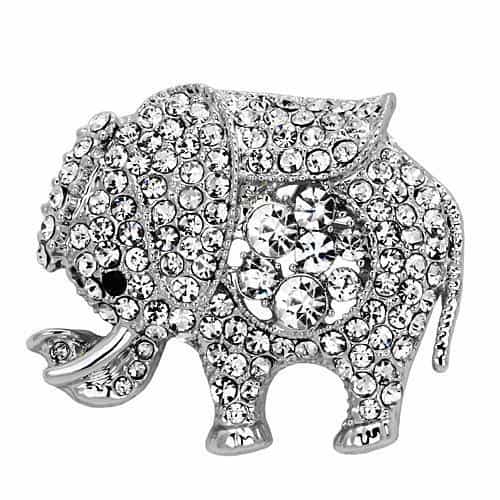 Brass Silver Crystal Pave Elephant Ring | The Stainless Jewelry view 1