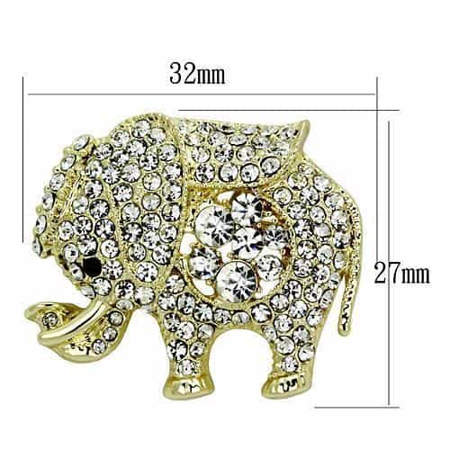 Brass Gold Crystal Pave Elephant Brooch | The Stainless Jewelry view 2