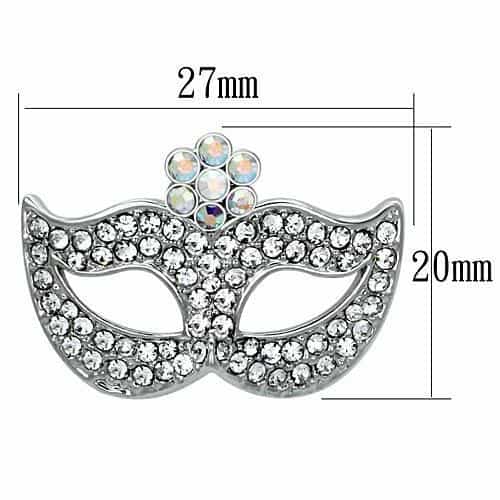 Brass Rose Gold Aurora Borealis CZ Masquerade Mask Brooch view 2