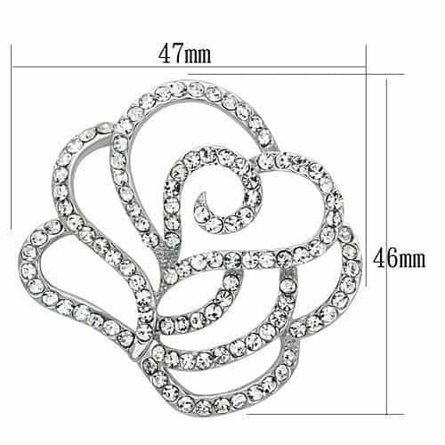 Brass Silver CZ Pave Open Rose Flower Ring view 2