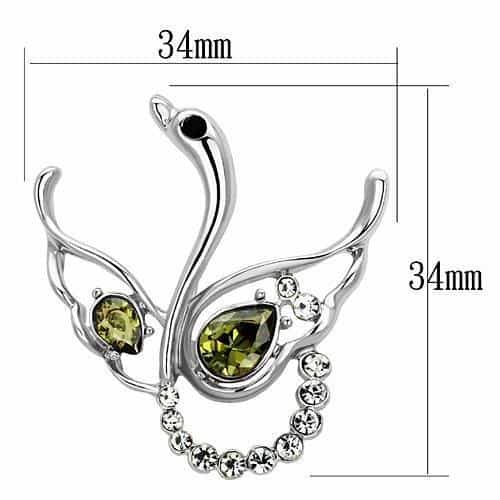 Brass Silver Green CZ Pave Double Swan Heart Ring view 2