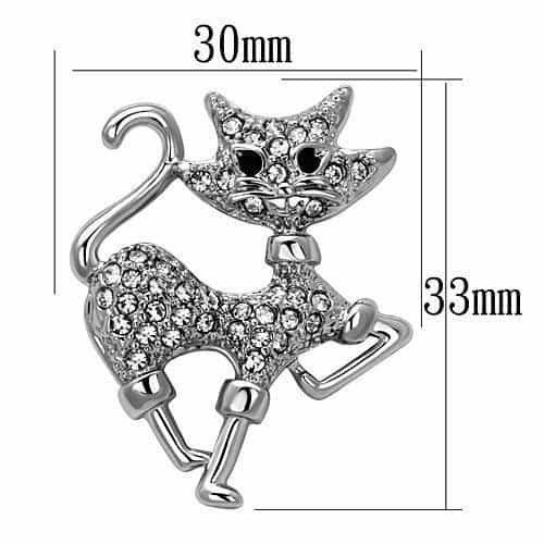 Brass Rose Gold Crystal Pave Double Cat Kitten Brooch view 2