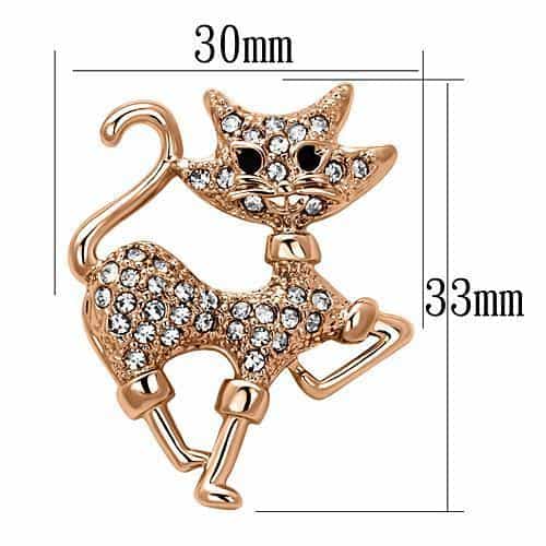 Brass Rose Gold Crystal Pave Cat Kitten Brooch view 2