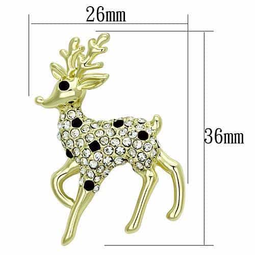 Brass Silver Crystal Pave Deer Fawn Brooch view 2
