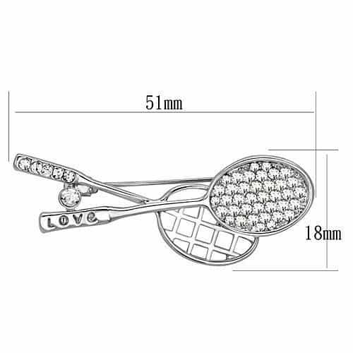 Brass Silver CZ Pave Double Tennis Racket Brooch view 2