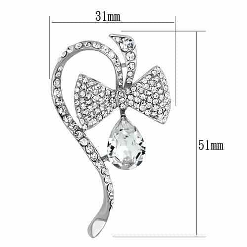 Brass Silver Clear Crystal Pear Drop Leaf Vine Swirl Ring view 2