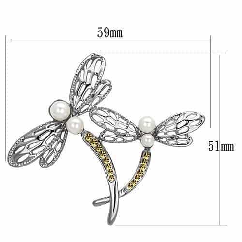 Brass Silver Gold Crystal Pave Double Dragonfly Brooch view 2