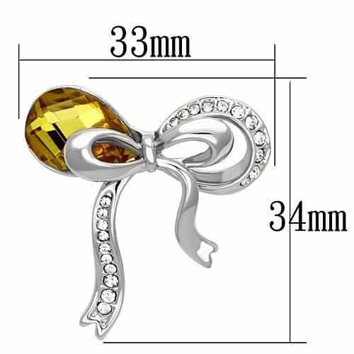 Brass Silver Topaz Crystal CZ Ribbon Bow Brooch view 2