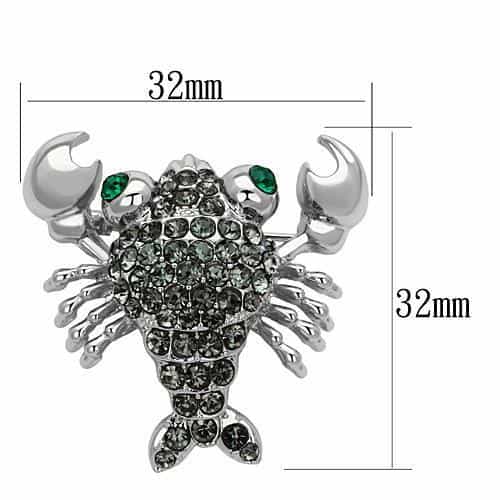 Brass Silver Grey Crystal Pave Crab Scorpion Brooch view 2