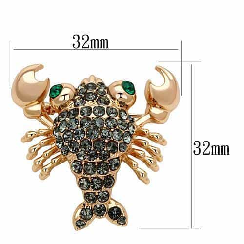 Brass Gold Grey Crystal Pave Crab Scorpion Brooch view 2