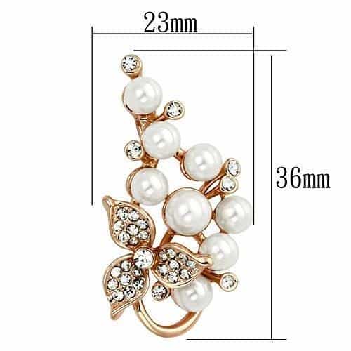 Brass Rose Gold Pearl CZ Grape Cluster Vine Brooch view 2
